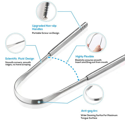 3-Piece Stainless Steel Tongue Cleaner Set